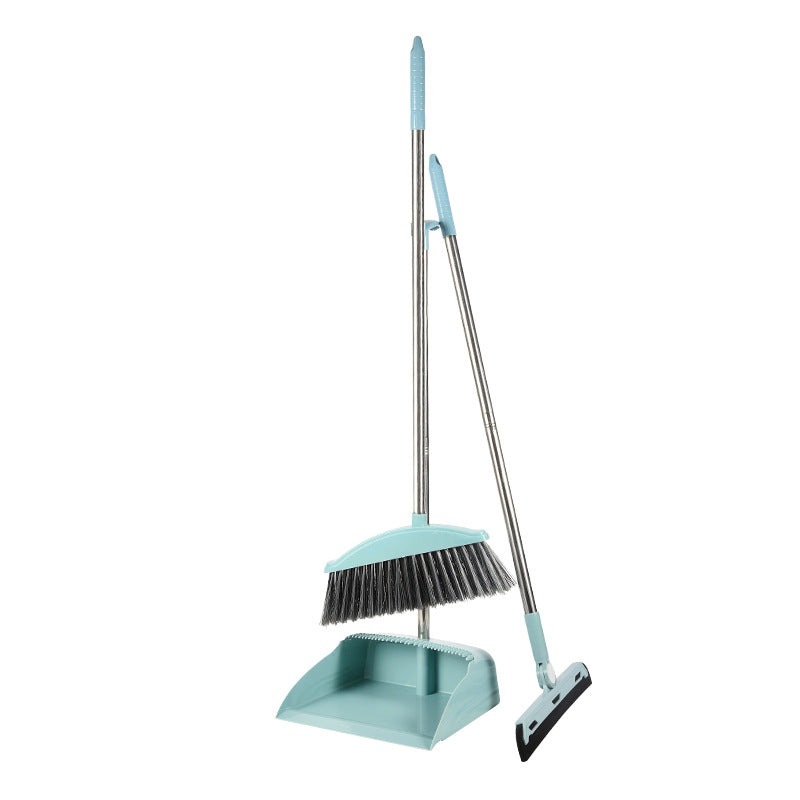 Factory Direct Supply Broom Dustpan Suit Combination Stainless Steel Broom Non-stick Hair Soft Wool Plastic Household Broom